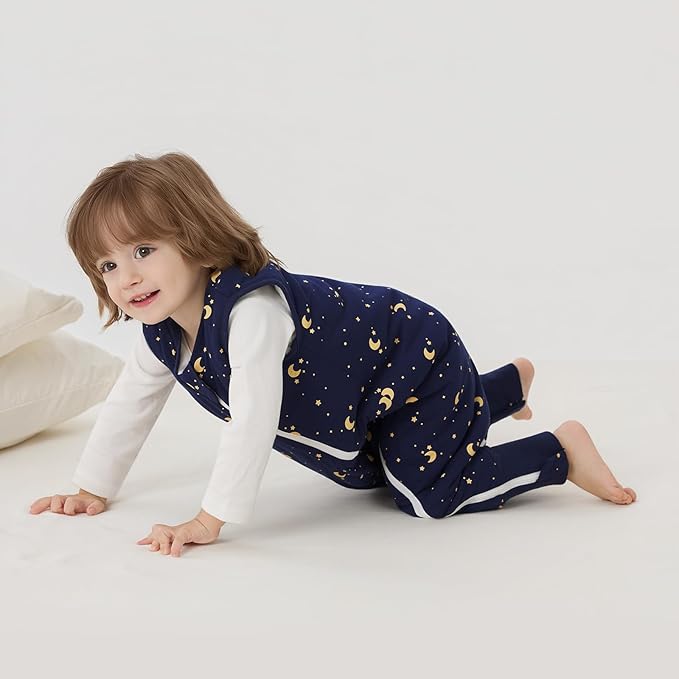 Duomiaomiao 2.5 TOG Toddler Sleep Sack 3-4T 100% Cotton Winter Side Open Zipper Baby Sleep Sack with Feet, Warm Toddler Wearable Blanket