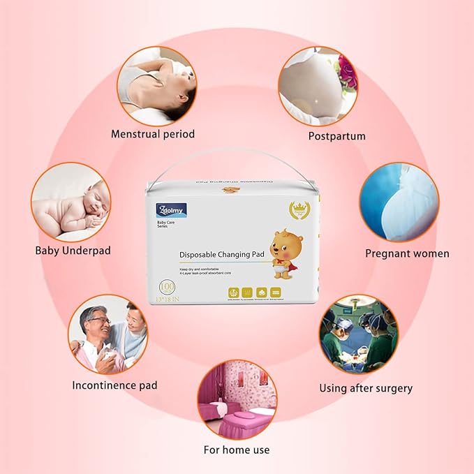 Disposable Changing Pad (100 Pack), Baby Incontinence Changing Pads Diaper UnderPads, Super Soft, Ultra Absorbent & Waterproof, Covers Any Surface for Baby Diaper Changes, 18 x 13inch (Blue)