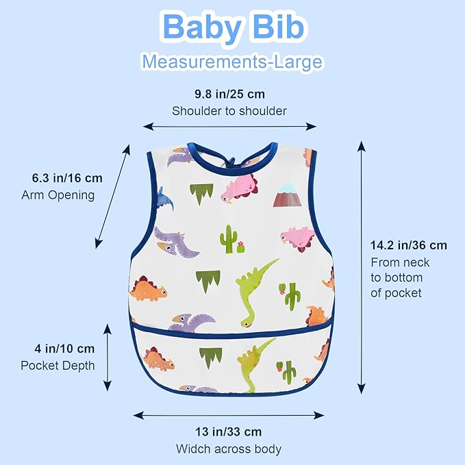 Accmor Baby Bibs, Waterproof Baby Toddler Bibs, Apron Smock Bib for Baby Boys Girls, Essential Must Have for Eating, Feeding
