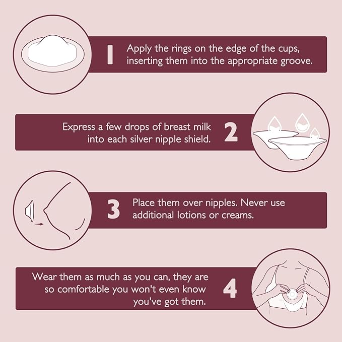 Boboduck The Original Silver Nursing Cups - 999 Silver Nipple Covers Breastfeeding - Protect and Soothe Sore Nipples - Breastfeeding Essentials Silver Nipple Guards with Soft Silicone Ring (X-Large)