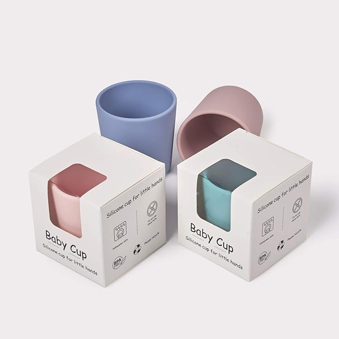 Silicone Toddler Cup 5 oz, First Open Cup for Toddlers 1-3 years old, Unbreakable Open Cup for Baby Non-Smell, Anti-Slip, Dishwasher Safe (Purple)