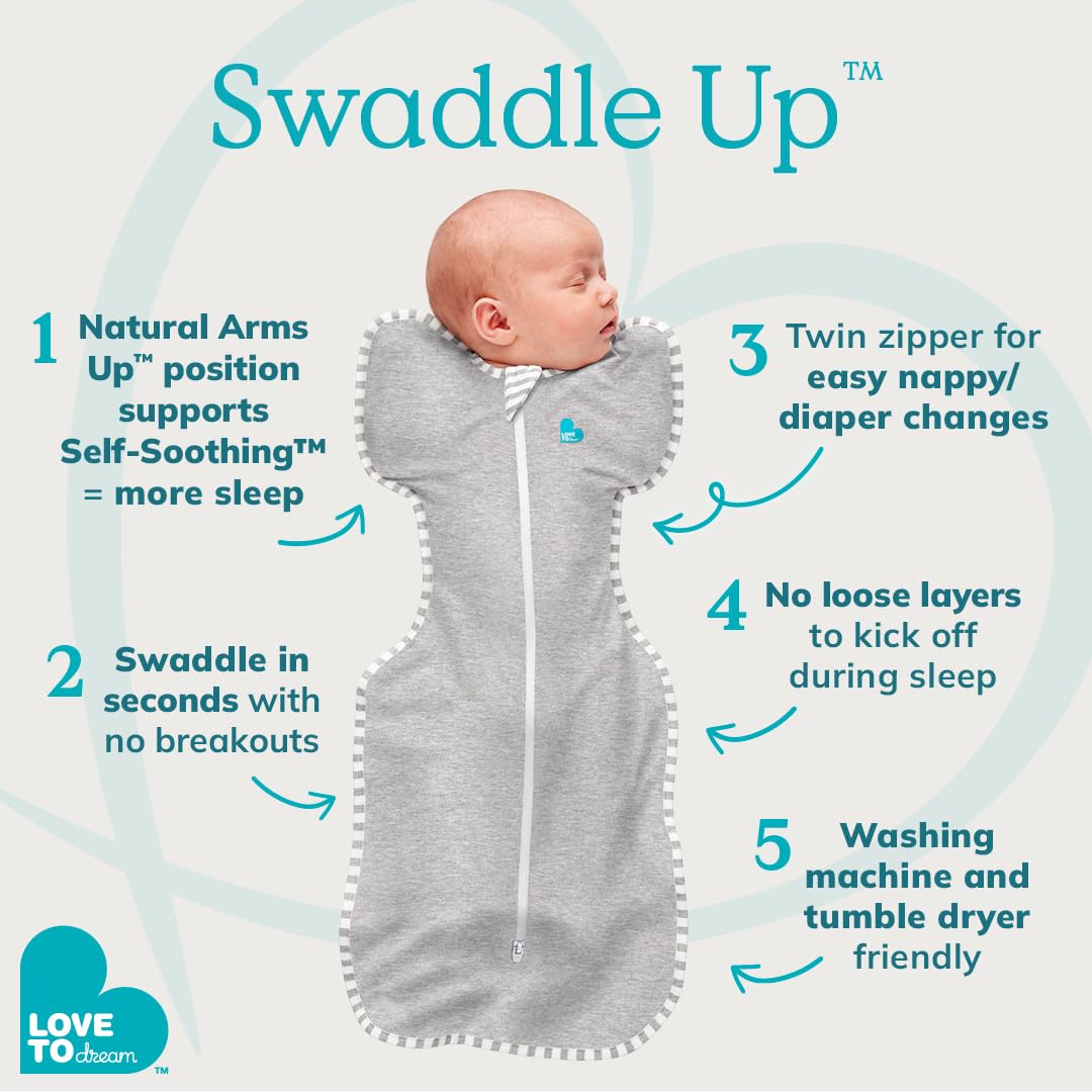 Love to Dream Swaddle UP, Baby Sleep Sack, Self-Soothing Swaddles for Newborns, Snug Fit Helps Calm Startle Reflex, New Born Essentials for Baby, 13-19 lbs, Dusty Blue
