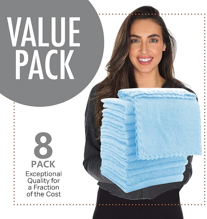 8 Pack Large Burp Cloths for Baby - 20" by 10" Ultra Absorbent Burping Cloth, Hand Washcloths, Newborn Towel - Milk Spit Up Rags - Burpy Cloths for Unisex, Boy, Girl - Burp Cloths Set(Aquamarine)