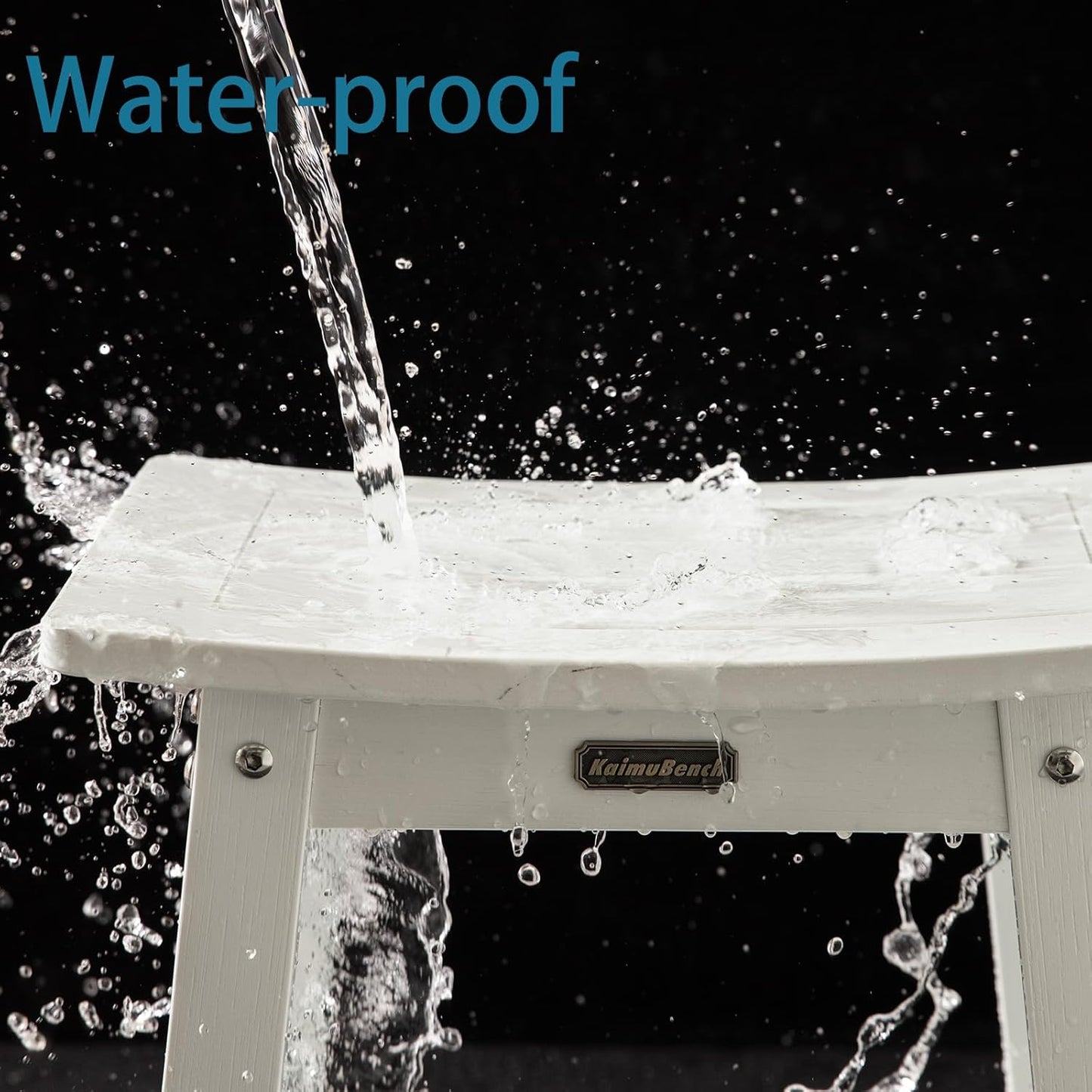 HDPS Shower Bench, White Plastic Shower Stool Seat for Shaving Legs, Spa Bath Seat, Heavy Duty Waterproof, Non-Slip, No Maintenance