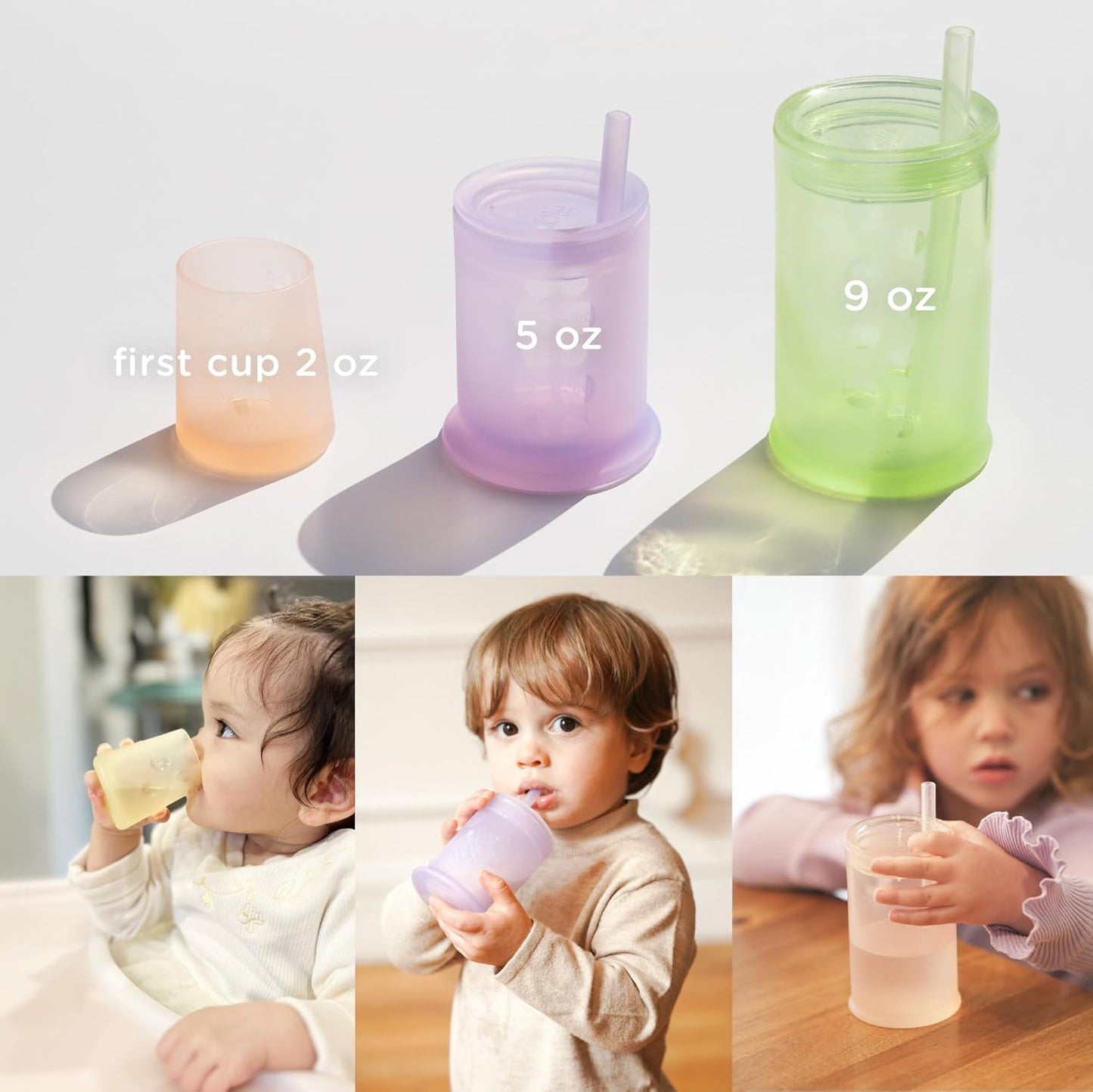 Olababy First Cup | Clear Sense 100% Silicone Infant Trainer Cup | 2oz Medicine Cup for Newborn | Non-Slip & Sloping Design for Tiny Hands & Baby Led Weaning (Blueberry, 1 Cup)