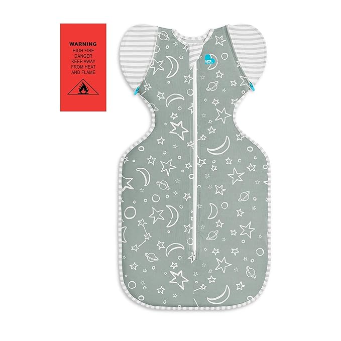 Love to Dream Swaddle Up Transition Bag Viscose Bamboo, Large (8.5-11kg), Ideal for Moderate Room Temperatures (20-24Β°C), 1.0 TOG, Olive Stars & Moon