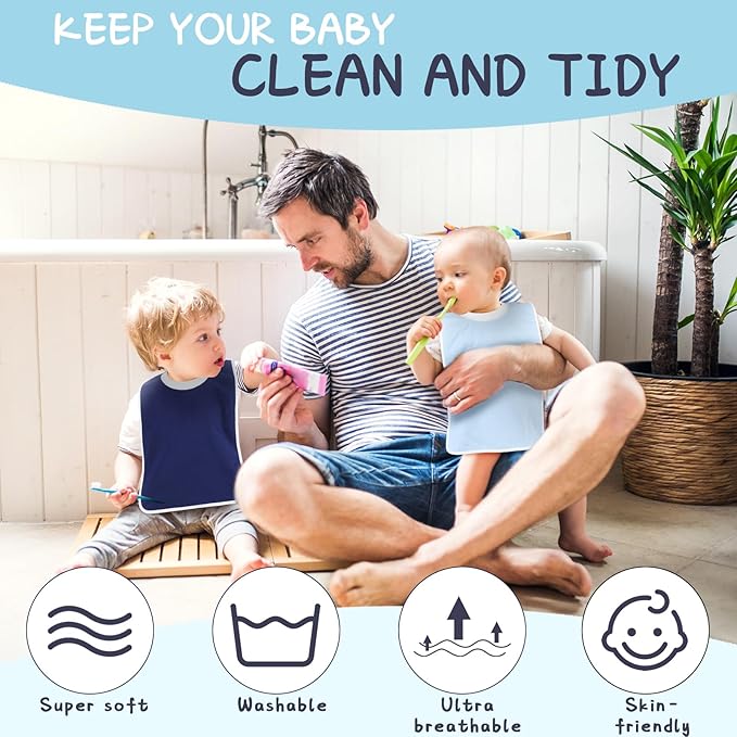 Newwiee 5 Pcs Large Towel Bib Toddler for Baby Toddler Cloth Bib Soft Pullover Baby Absorbent Full Coverage Drooling Feeding