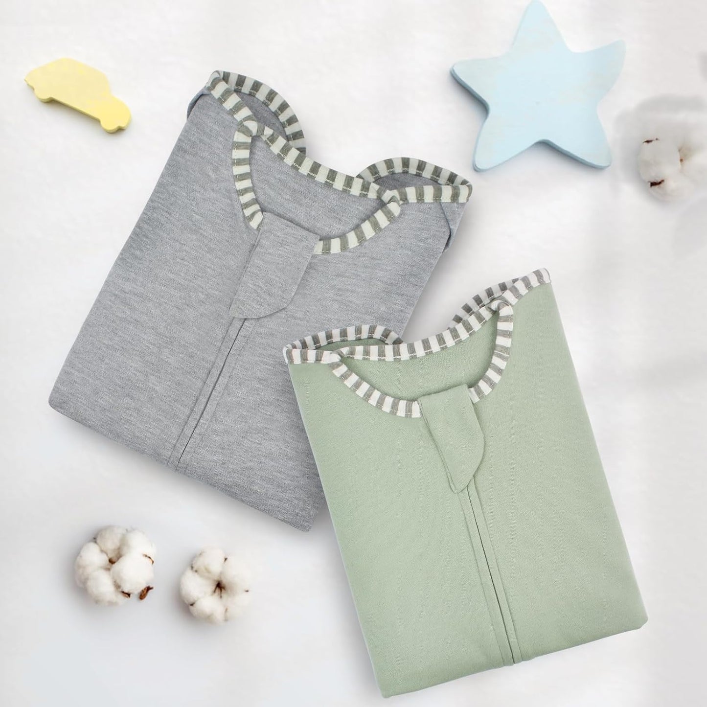 Transition Swaddles for Newborns Sleep Sack 0-3 Months Arms Up Swaddle Arms in/Out 2-Way Zipper 100% Cotton, 0.8 Tog Newborn Swaddle Sack for Boy Girl, 2-Pack (Small 5-14lbs)