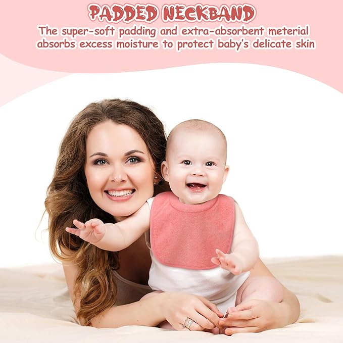 4 Pcs Baby Feeding Bibs for Drooling and Teething Comfi Neck Baby Bib with Padded Collar Absorbent