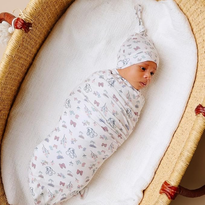 Copper Pearl Large Premium Knit Baby Swaddle Receiving Blanket Minnie Mouse's Bowquet