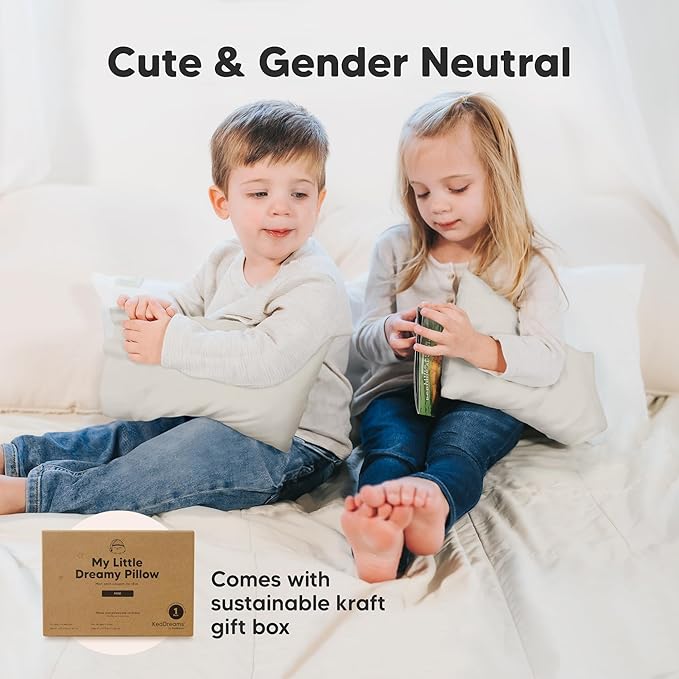 Mini Toddler Pillow with Pillowcase - 9x13 My Little Dreamy Travel Kids Pillow for Sleeping, Toddler Bed, Small, Tiny, Organic Cotton Pillowcase, Soft & Breathable, Kids 2-4 Years Old (Clay)