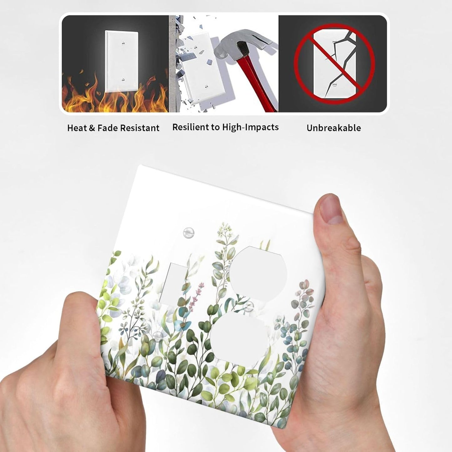 Green Eucalyptus Leaf Plant Herbs Springnature Wallplates 1 Toggle 1 Duplex Switch Plate Electrical GFCI Faceplate Decorative Light Switch Covers for Bed Room Living Room Decor