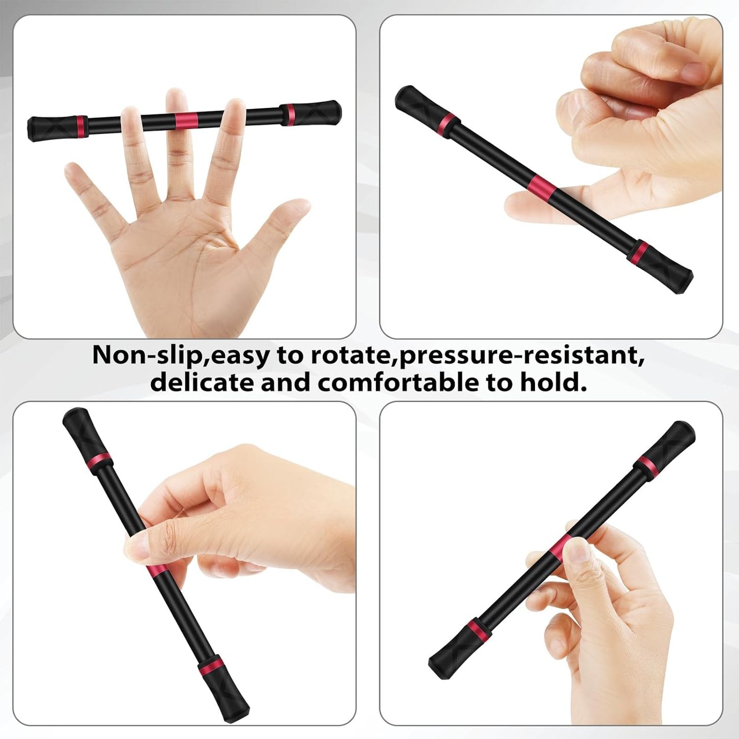 2 Pieces Pen Spinning Spinner Pen Gaming Pen Spinning Mod Gaming Spinning Pens Flying Spinning Pen Finger Rotating Pen for Kids Adults Office Supplies with Instruction Manual (Red)