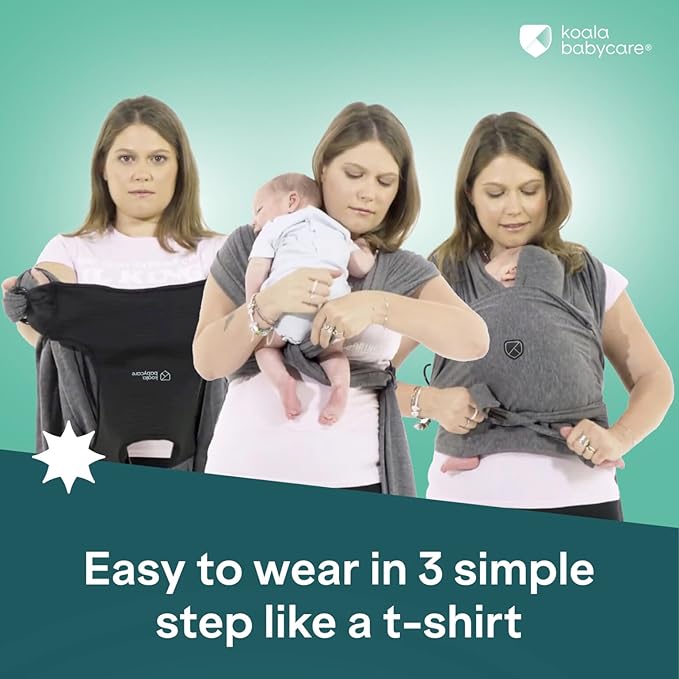 Koala Babycare Baby Carrier Wrap, Easy to Wear As a T-Shirt - Original Baby Carrier Newborn to Toddler - Sling One Size Fits All - Baby Wraps Carrier Up to 22lbs