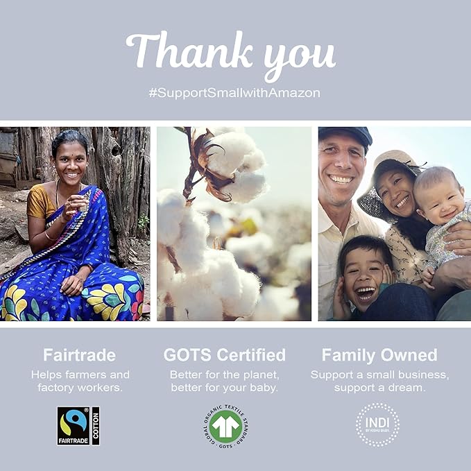 Kishu Baby Indi - Fairtrade Organic Baby Bibs for Girls or Boys - Rounded, 4-Way Reversible, 8 Layer Muslin Drool Bibs