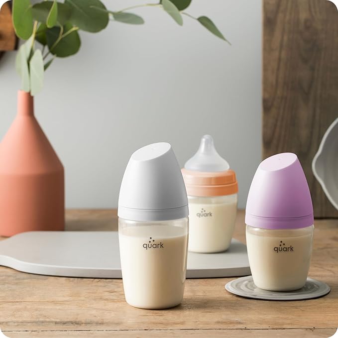 BuubiBottle Mini Slow Flow Bottle for Newborn Babies by Quark - with Anti-Colic RealFeel Nipple to Simulate Breastfeeding - BPA-Free, PVC-Free, Toxin-Free - 5 Oz Bottle with Lid, 2 Pack - Purple