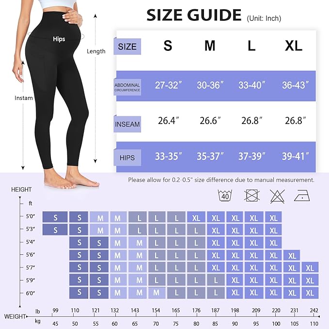 GROTEEN 3 Pack Women's Maternity Leggings with Pockets Over The Belly Workout Yoga Pregnancy Pants