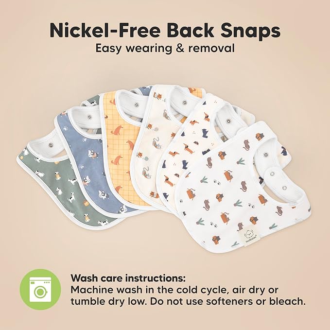 8-Pack Organic Baby Bibs for Boys, Girls - Soft Cotton Drooling and Teething Bibs for Baby Girl & Boy, Extra Absorbent, Easy to Clean & Put On for Toddler, Newborn, Infant 0-24 Months (Fall Spores)