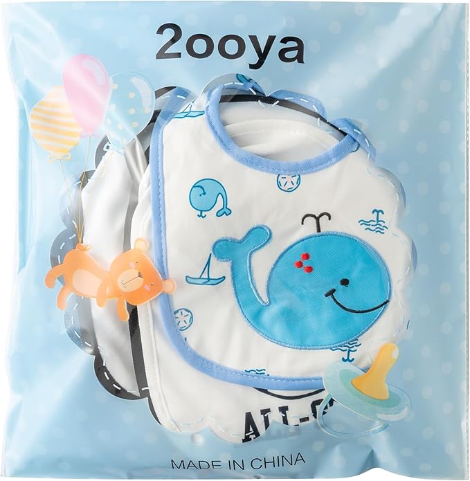 Cotton Waterproof Baby Bibs - 24Pcs Adjustable Hook Loop Closure Bib for Feeding Teething Drooling Eating, 6-12 Months