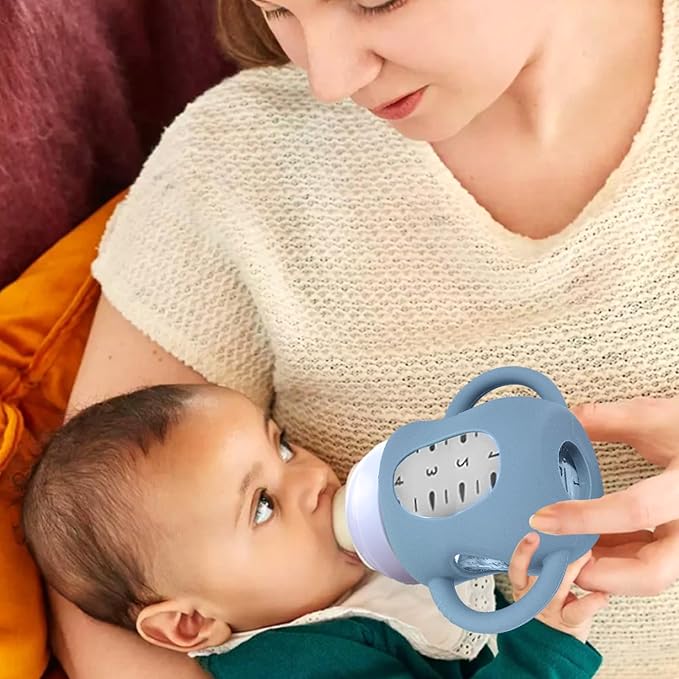 Juome Silicone Sleeves with Handles for Avent Natural Glass Baby Bottle - 3 Pack Anti Breakage Baby Bottles Holder, Compatible with Philips Avent Anti Colic Baby Bottles 4 oz