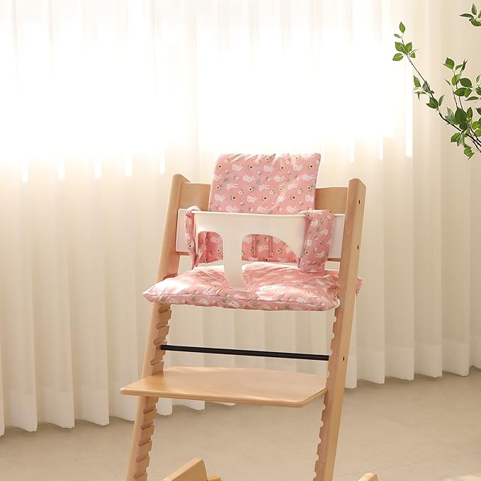 Waterproof & Compatible Stokke Tripp Trapp Cushion Set - Easy to Clean Stokke Tripp Trapp Newborn Set - 100% Cotton Stokke High Chair Cushion Set (Pink Bunny / 49.5 Counts)