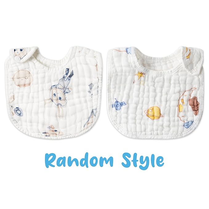 Zainpe 6Pcs Snap Muslin Cotton Baby Bibs Elephant Whale Rabbit Pattern Feeding Bib Adjustable Machine Washable Unisex Burp Cloths with 6 Absorbent & Soft Layers for Boys Girls Drooling Teething Eating