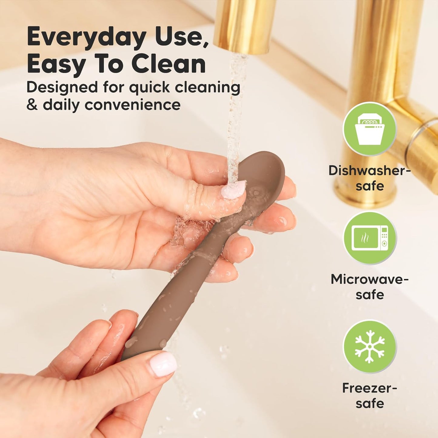 KeaBabies Silicone Baby Spoons, Self Feeding 6-12 months - 3-Pack Baby Weaning Eating Utensils, Toddler First Food Training Spoon, Infant, Kids Feeding Supplies Essential Set, Dishwasher-safe (Rocky)