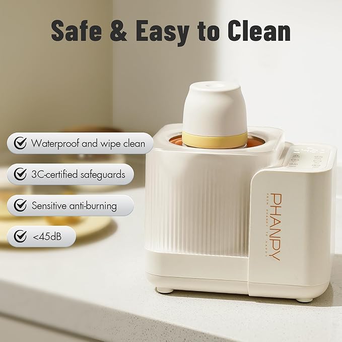 Phanpy SmartSwirl Waterless Bottle Warmer - Patented Airbag Heating for Nutrient Protection, Off-Center & Smart Dual-Direction Mixing for Clump-Free Formula, Fits All Bottles, Quiet & Safe