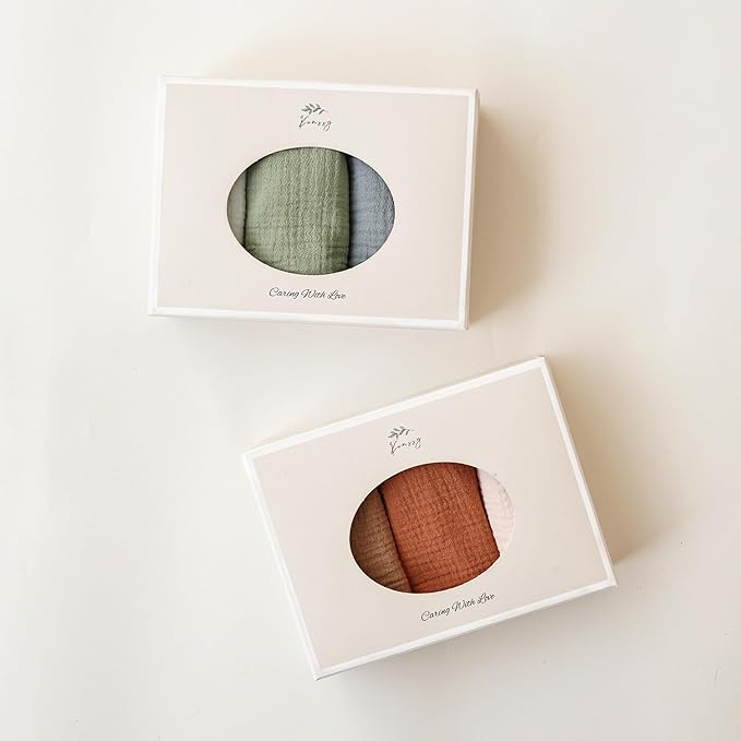 Konssy 10-Pack Muslin Baby Bibs, Soft Cotton Bandana Bibs for Drooling & Teething, Unisex Solid Colors for Boys & Girls, Newborn & Infant, Perfect Shower Gift