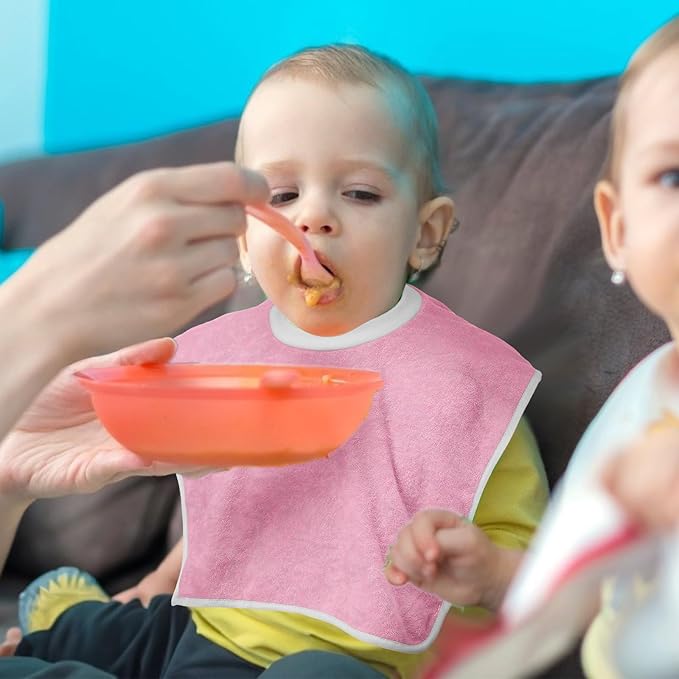 Bonuci 12 Pack Toddler Baby Bibs 15x13 Inch Pullover Full Coverage Bibs Absorbent Slip on Cotton for Girls Boys Newborn