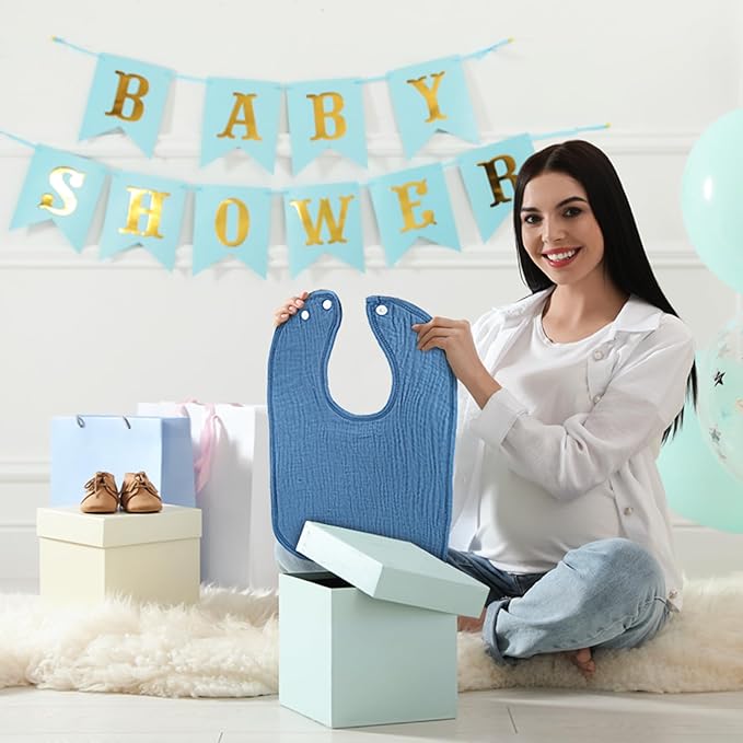 Toulite 6 Pcs Extra Large Muslin Toddler Baby Bibs for Girls and Boys Bandana Drool Bibs Absorbent Adjustable Cotton Baby Feeding Bib for Teething Drooling Newborn Infant Gift, 6 Solid Colors