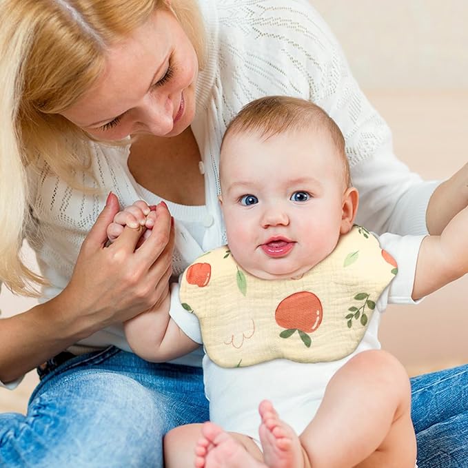 EllieHouse Baby Bibs for Girls Boys 8 Pack Muslin Drool Teeth Drooling Teething Bibs Muslin Cotton for Toddler Infant