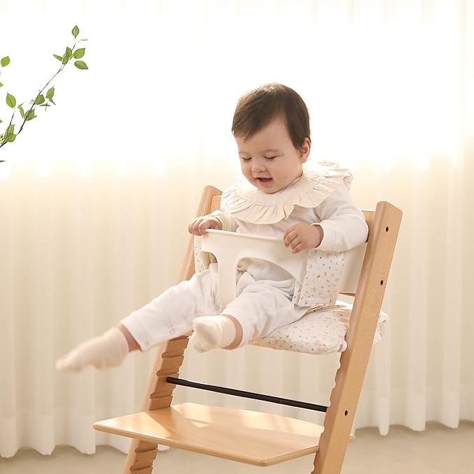 Waterproof Compatible Stokke Tripp Trapp Cushion Set - Easy to Clean Newborn Set - 100% Cotton High Chair Cushion (Little Birdie / 49.5 Counts)
