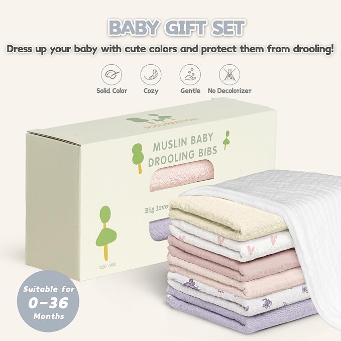Susurration Muslin Baby Drool Bibs 6Pack Soft Triangular Adjustable Baby Bandana Bibs for Unisex Baby Girls & Boys
