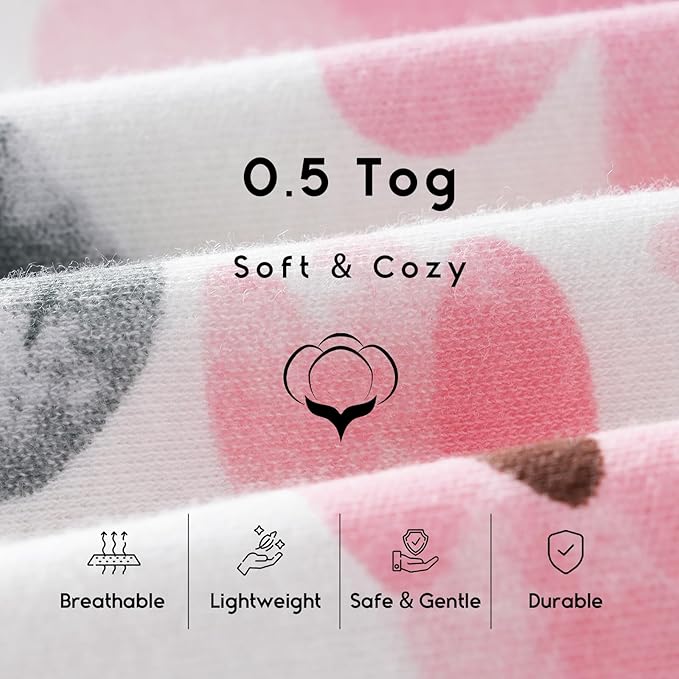 Yoofoss Baby Sleep Sack 18-24 Months 0.5 Tog Wearable Blanket for Baby, 3 Pack 100% Organic Cotton Infant Toddler Sleeping Sack 2-Way Zipper Lightweight Sleep Sack