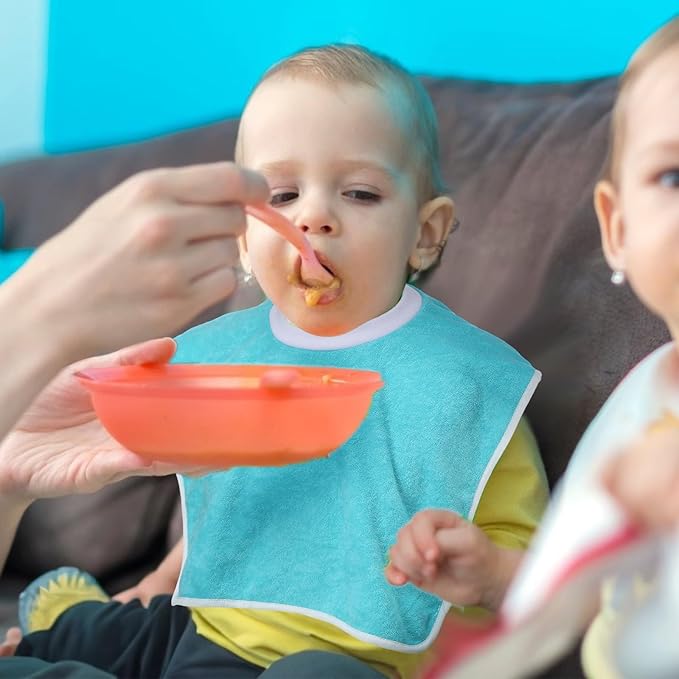 Bonuci 12 Pack Toddler Baby Bibs 15x13 Inch Pullover Full Coverage Bibs Absorbent Slip on Cotton for Girls Boys Newborn