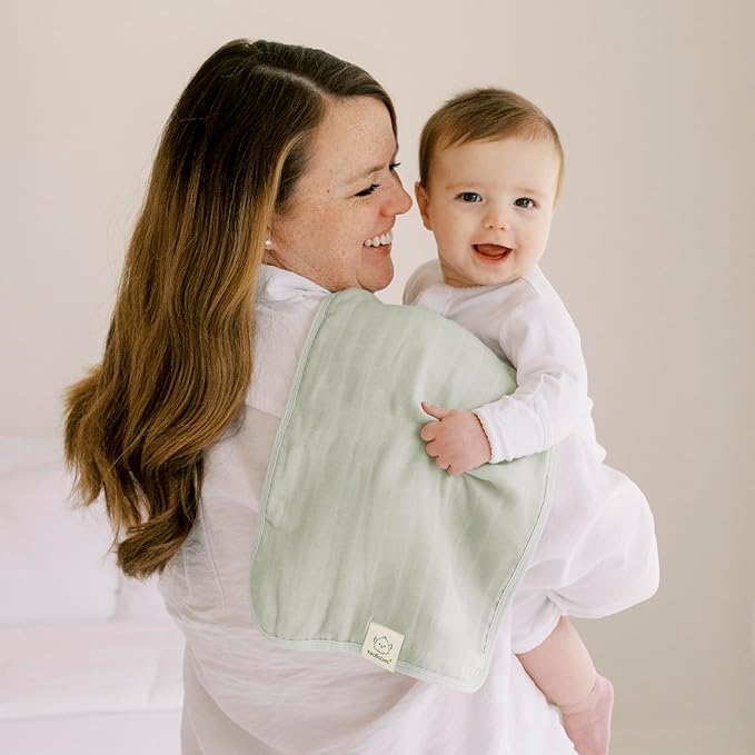 5-Pack Cotton Muslin Burp Cloths Baby Girls, Boys - Soft & Absorbent Spit Up Burp Rags, Large Muslin Towel, Cotton Wash Cloths for Babies, Newborn, Infant, No Shrink, Durable, Neutral (Spice)