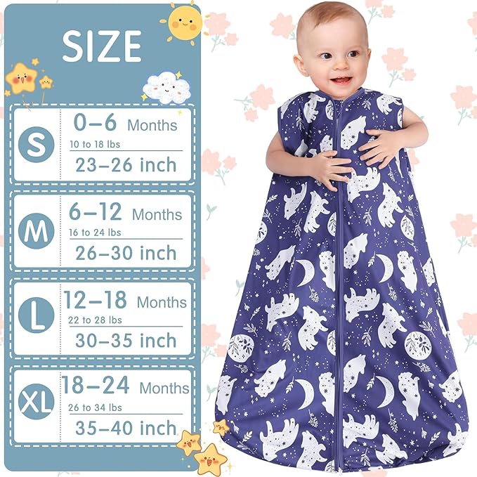 3 Pack Baby Sleep Sack 100% Rayon Cotton Baby Sleeping Bag 2-Way Zipper Toddler Wearable Blankets TOG 0.3. (Fox&Dinosaurs&Dark gray, 18-24 Months)