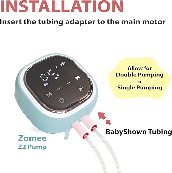 BabyShown Tubing Set Compatible with Zomee Z2 Double Electric Breast Pump. Replace Zomee Z2 Tubing, Z2 Replacement Part, NOT Original Zomee Tubing Set. BPA Free DEHP Free