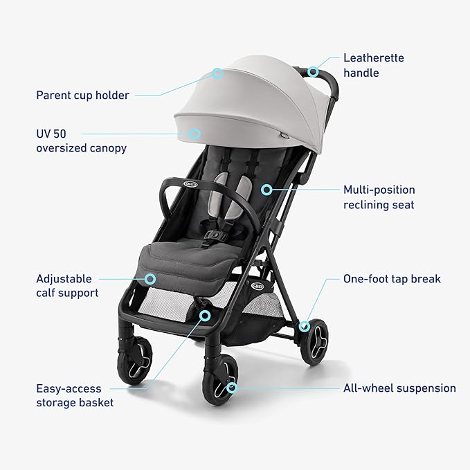 Graco Ready2Jet Travel System – Overhead Friendly Compact Travel Stroller with Automatic Fold and SnugRide Infant Car Seat
