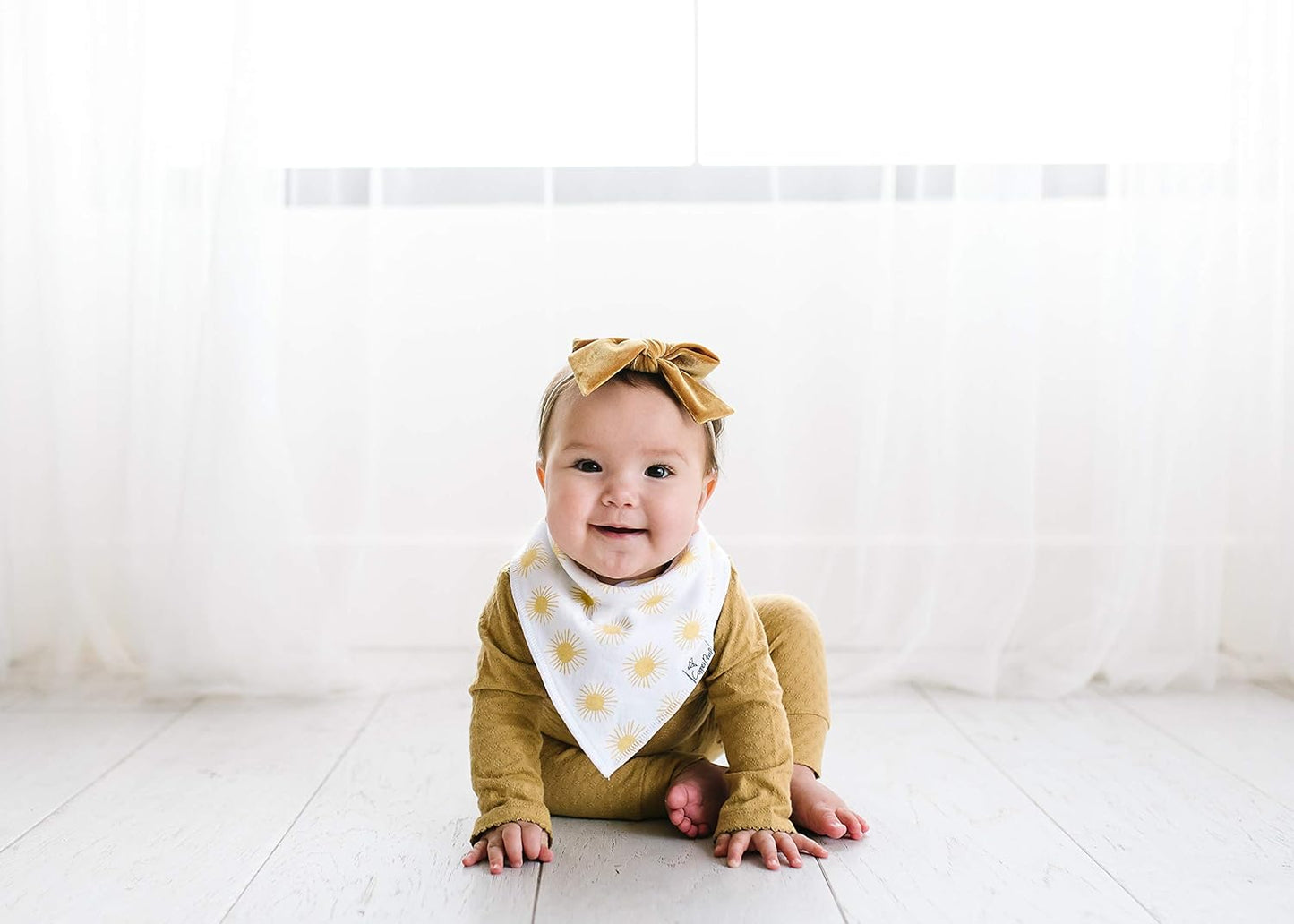 Copper Pearl 6 Pack Soft Cotton Baby Bibs for Drooling and Teething, Absorbent Drool Bibs for Baby Girl, Adjustable to Fit Newborns to Toddlers, Tons of Styles (Sunny Set)