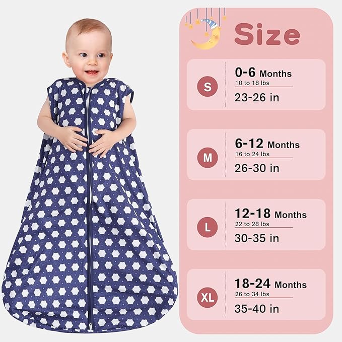 Baby Sleep Sack 12-18 Months 3 Pack Baby Wearable Blanket 100% Rayon Cotton 2-Way Zipper Toddler Sleeping Sack .Comfy Soft Lightweight TOG 0.3 (Elephant&Dinosaur&Hexagon,)