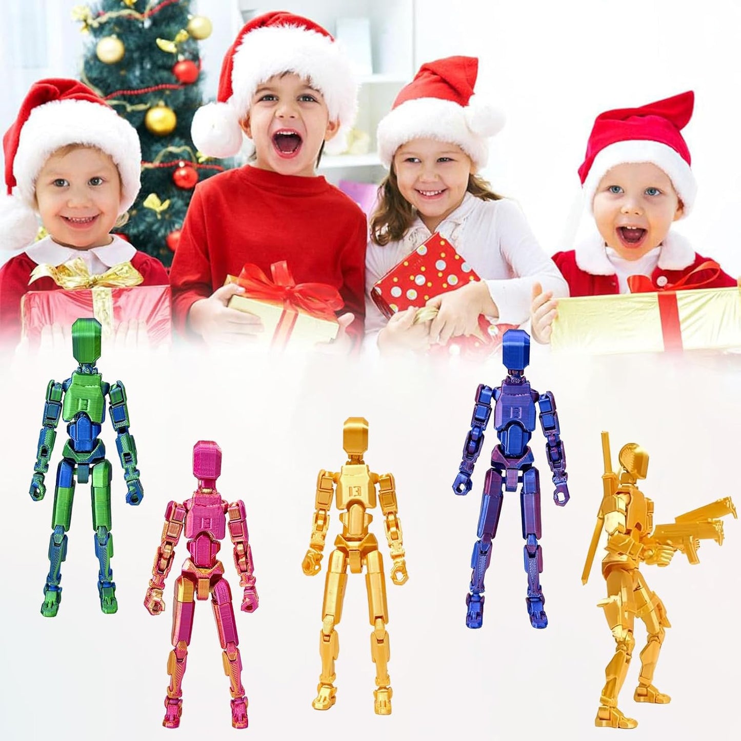 (Assembly Completed) T13 Action Figure Set, Titan 13 Action Figures, 3D Printed Dummy 13 Multi-Jointed Movable Robot Toy, Diy Lucky 13 Action Figure for Kids Adult Christmas Birthday Gifts (B&G)