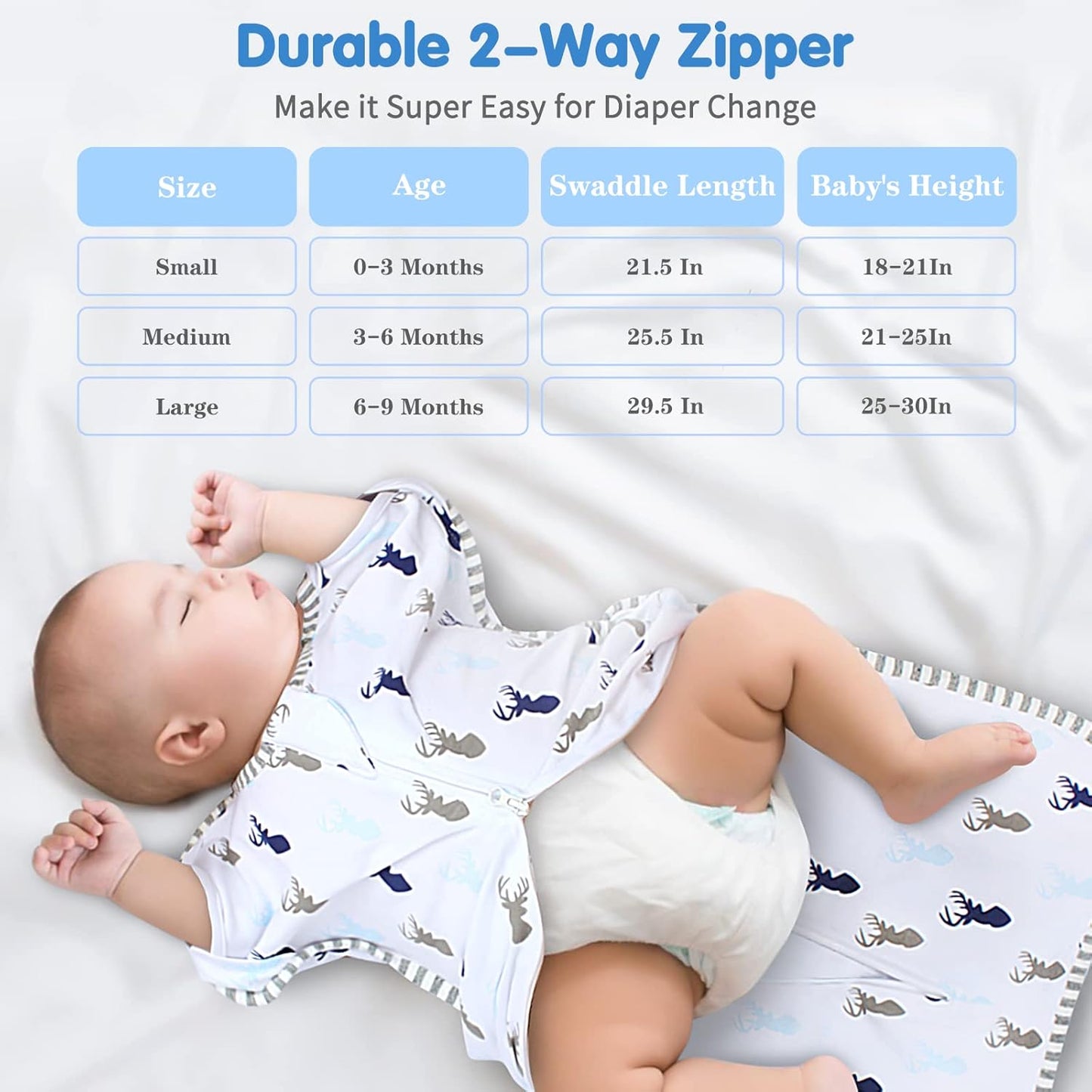 Transition Swaddle, Baby Sleep Sack 3-6 Months Arms up Swaddle 2-Way Zipper 100% Cotton Arms in/out, 0.8 Tog Baby Swaddles Sleep Sack for Boy Girl, 2-Pack Transitional Swaddle Sack (Medium 14-20lbs)