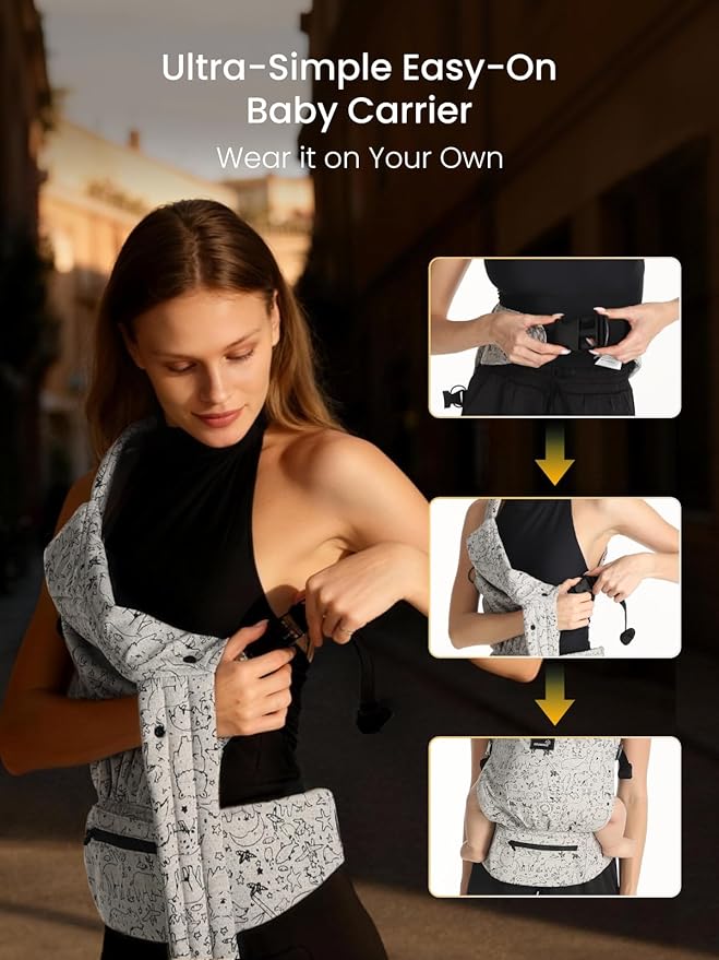 GROWNSY Baby Carrier Newborns to Toddlers, Ergonomic Baby Toddler Carrier Wraps with Head Support, Easy to Wear, Infant Carrier Baby Gift, Travel and Hiking Friendly, 7 to 44 lb (Animal)