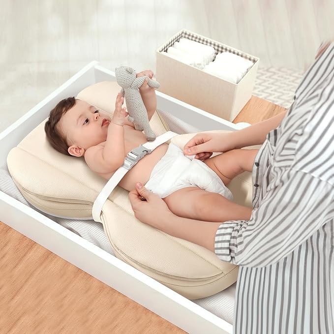 Mamatepe Leather Baby Changing Pad with Waterproof & Wipe-Clean for Dresser and Table, Lightweight and Portable - Memory Foam Cushion for Comfort, 28X16