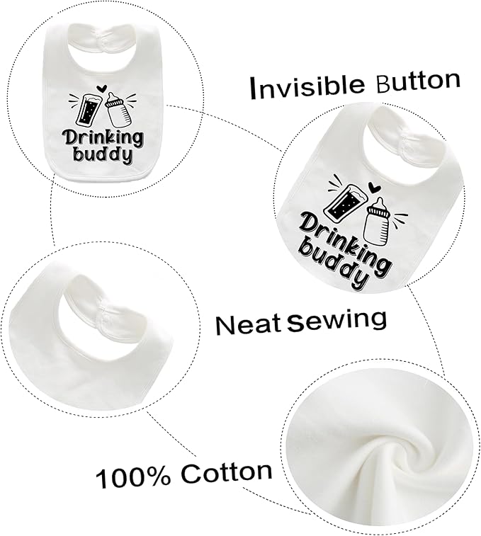 Baby Twins Bibs Drinking Buddy Newborn Baby Bibs Cute Unisex Bibs Set Toddler Baby Boy Girl Bibs