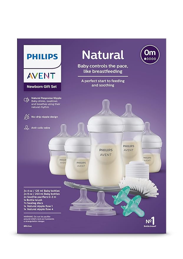 Philips AVENT Natural Baby Bottle with Natural Response Nipple, Newborn Baby Gift Set, SCD838/02 (Pack of 2)