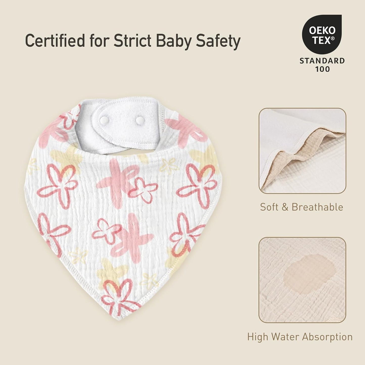 Muslin Baby Bibs 8 Pack, Baby Bandana Drool Bib for Drooling and Teething, Cotton Soft Absorbent for Girls Boys