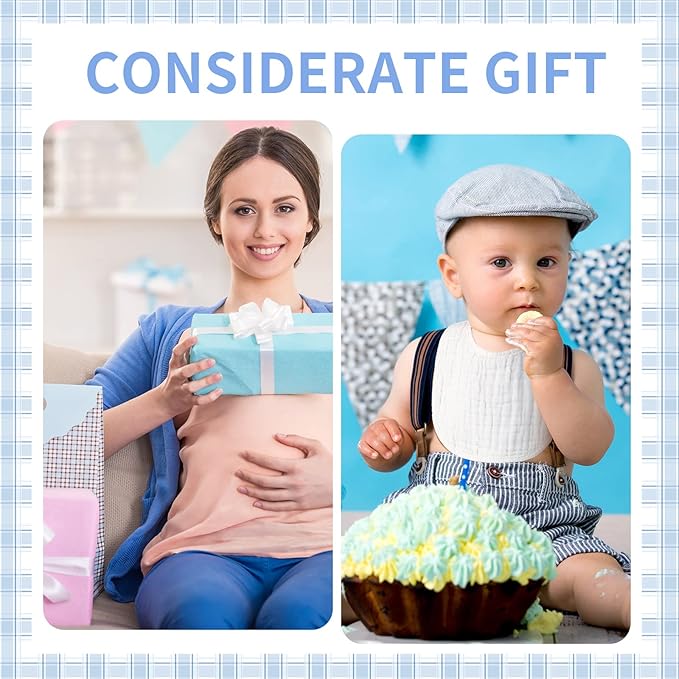 Zhanmai 20 Pack Muslin Baby Bibs Adjustable White Drool Bandana Bibs 6 Absorbent Layers for Newborn Baby Girl Boy Feeding, Drooling and Teething, Machine Washable